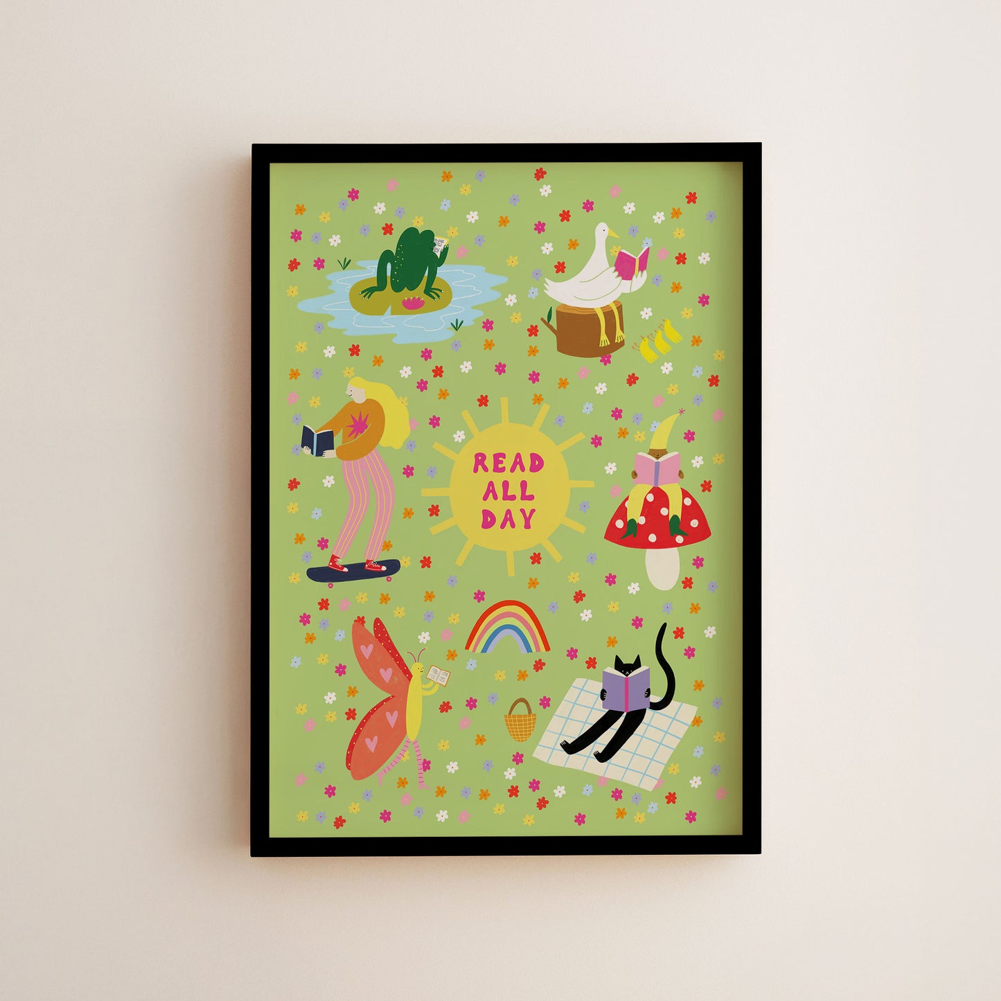 Read All Day Art Print