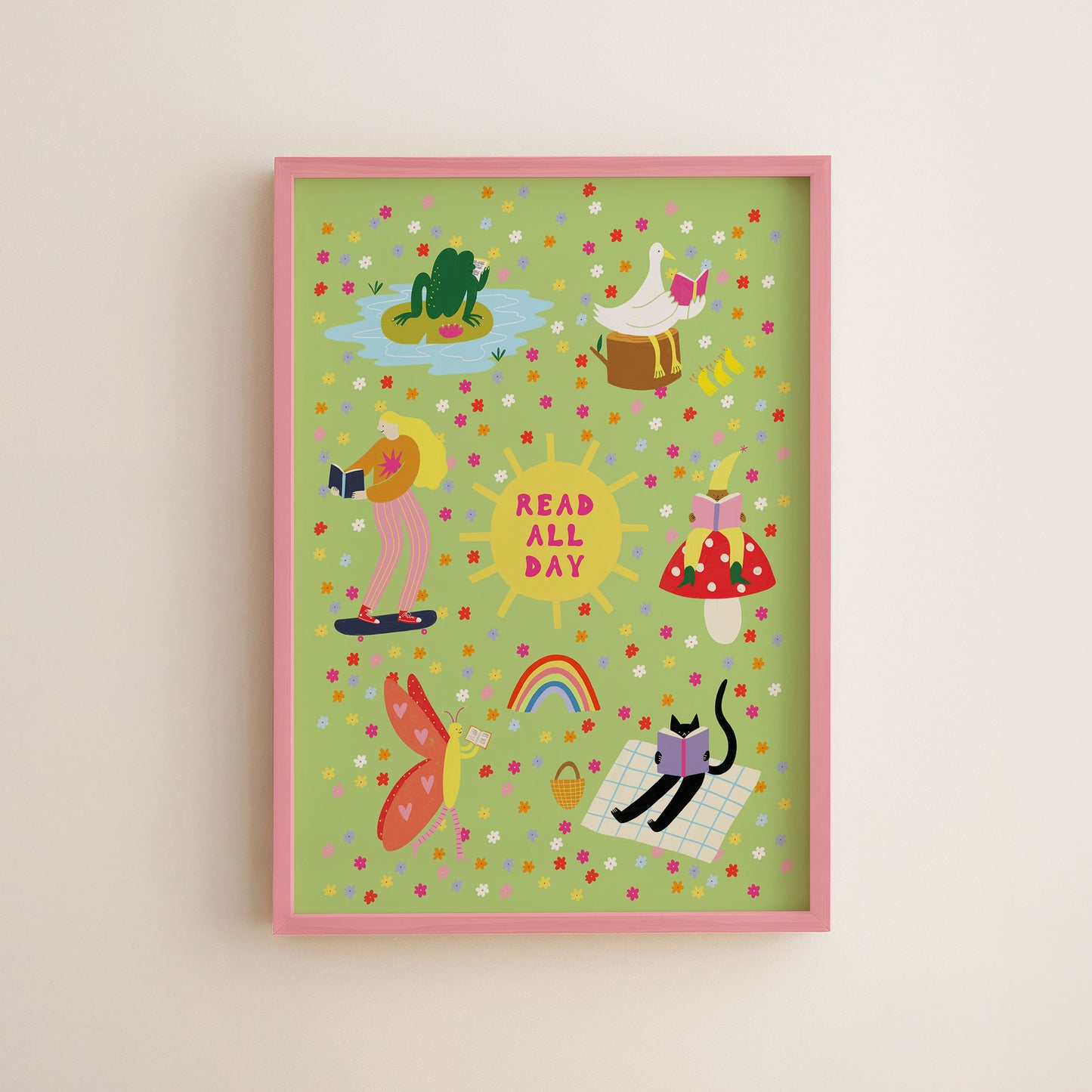 Read All Day Art Print