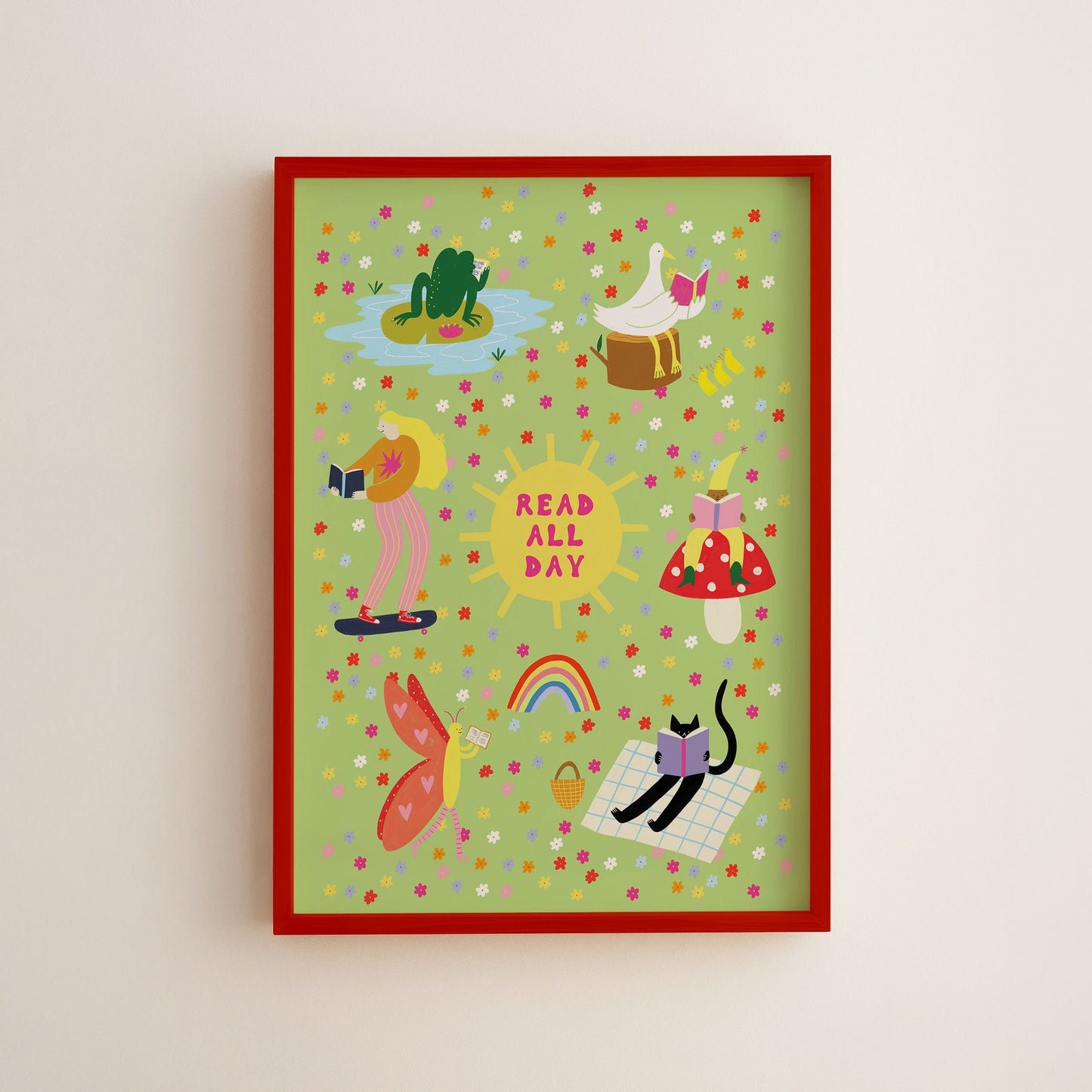 Read All Day Art Print