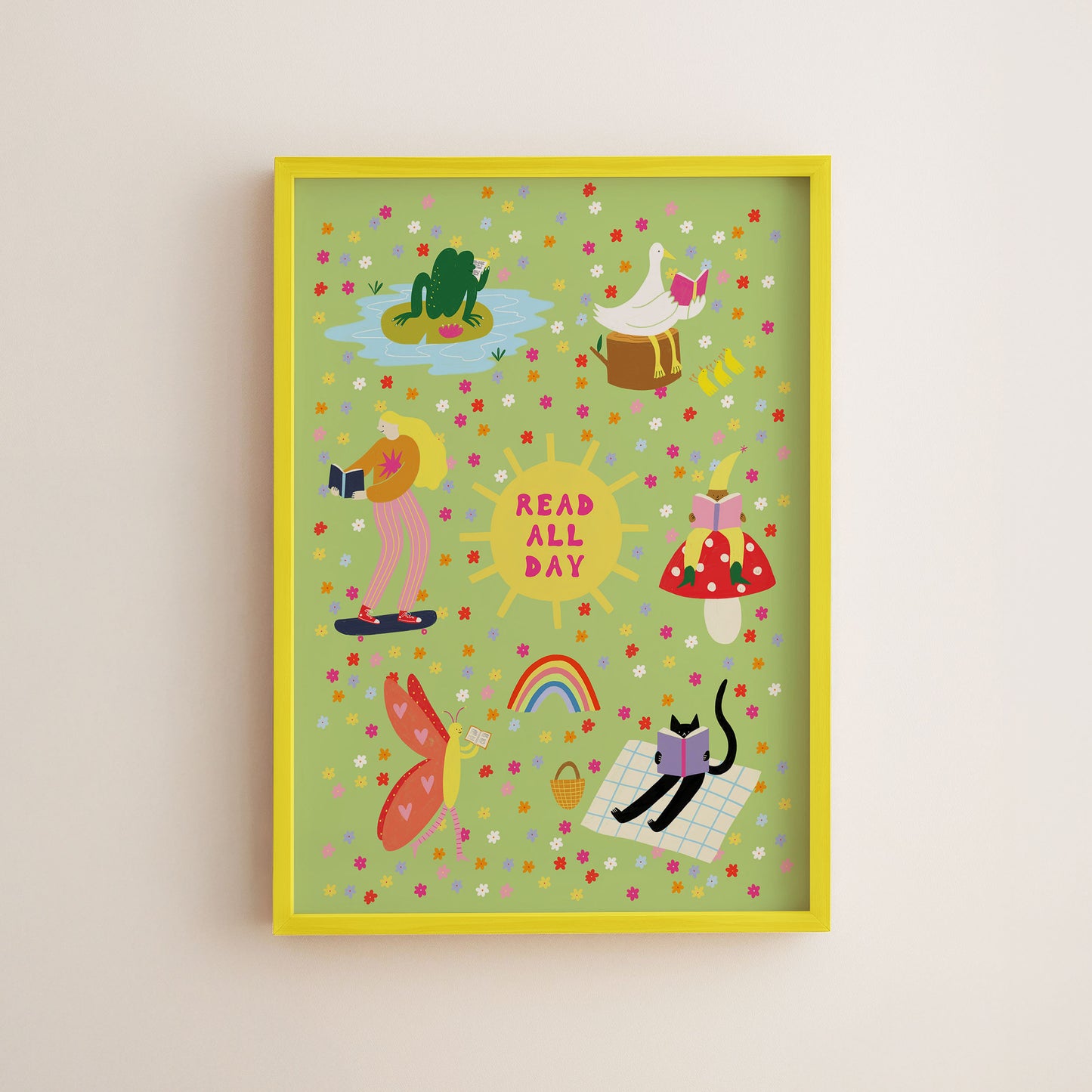 Read All Day Art Print