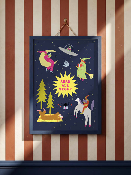 Read All Night Art Print