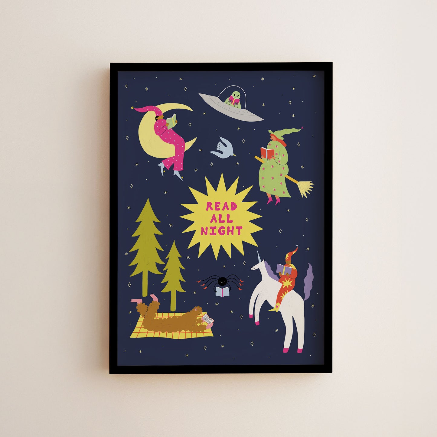 Read All Night Art Print