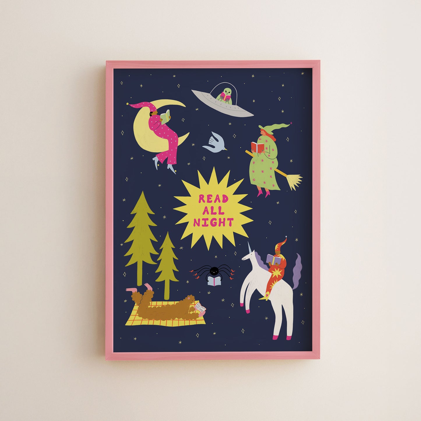 Read All Night Art Print