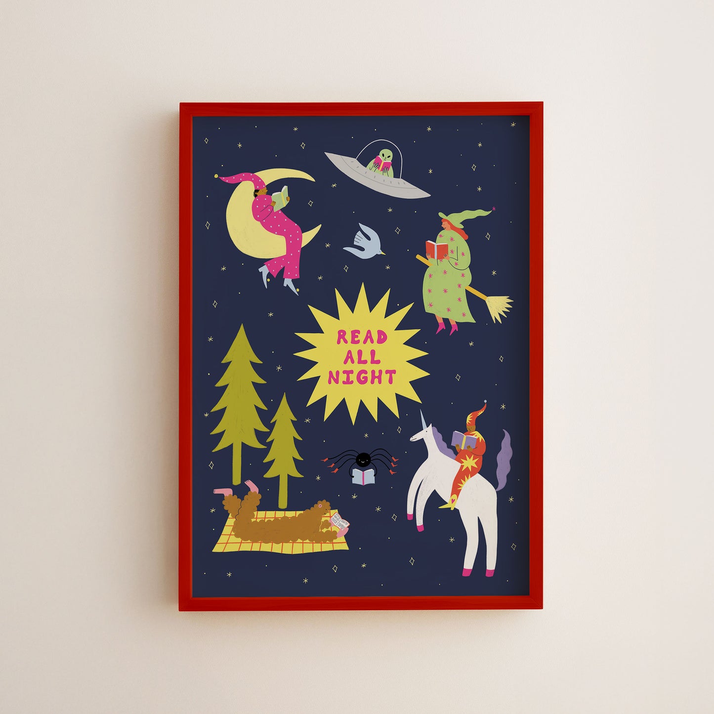 Read All Night Art Print