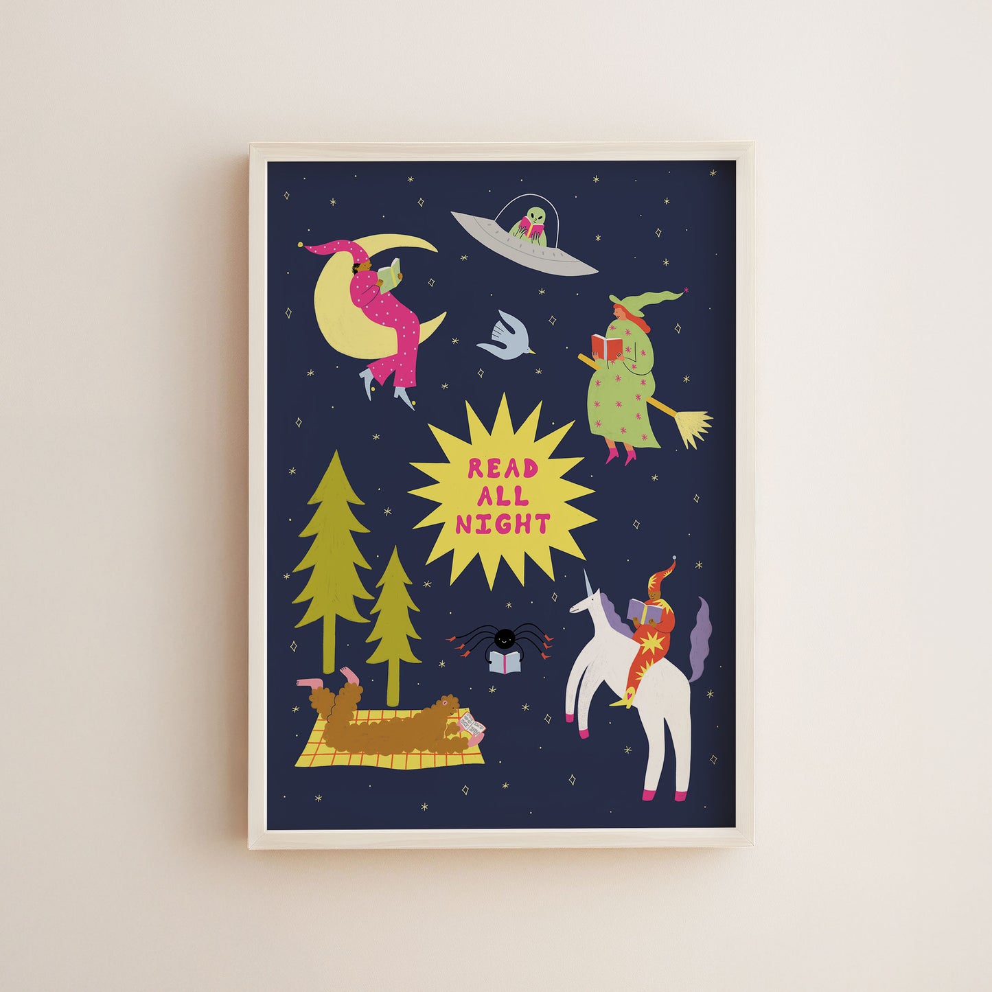 Read All Night Art Print