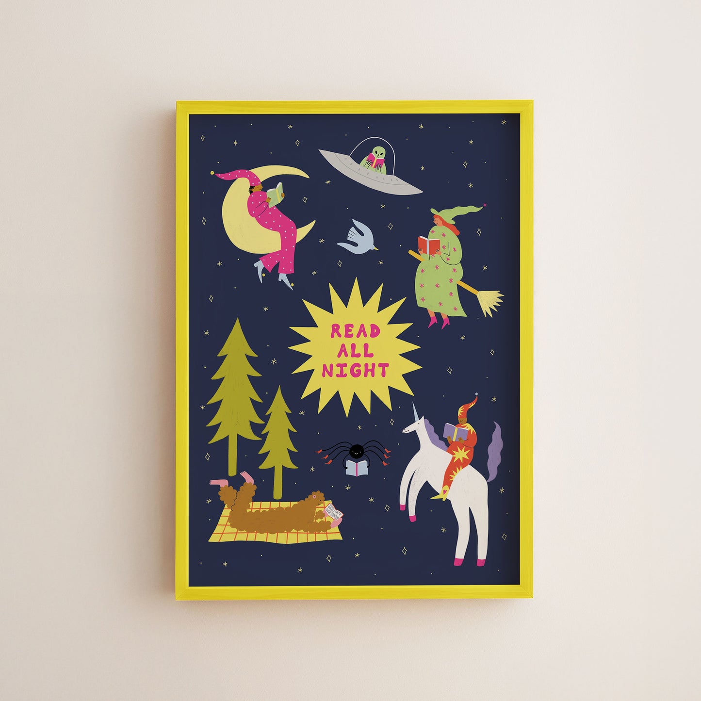 Read All Night Art Print