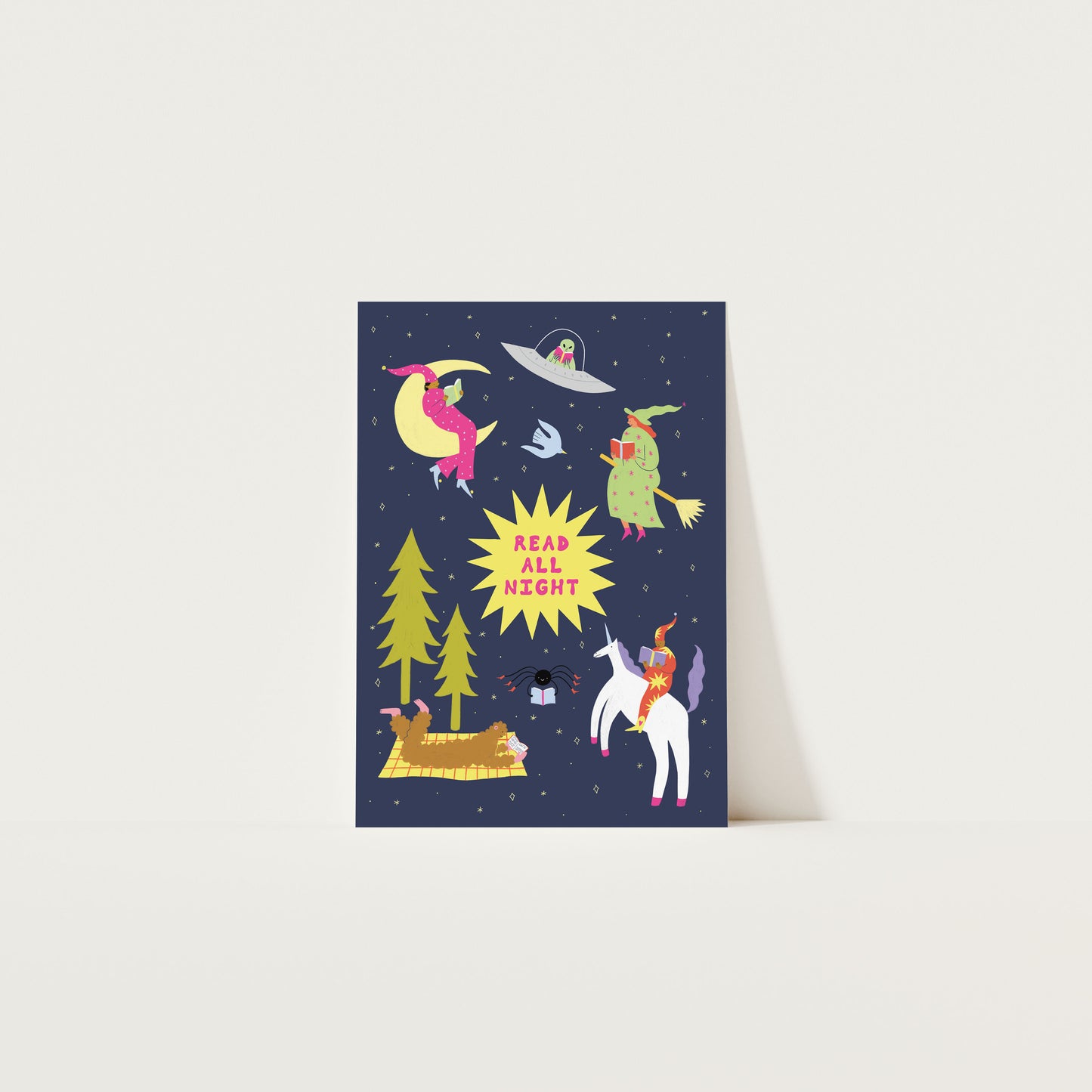 Read All Night Art Print