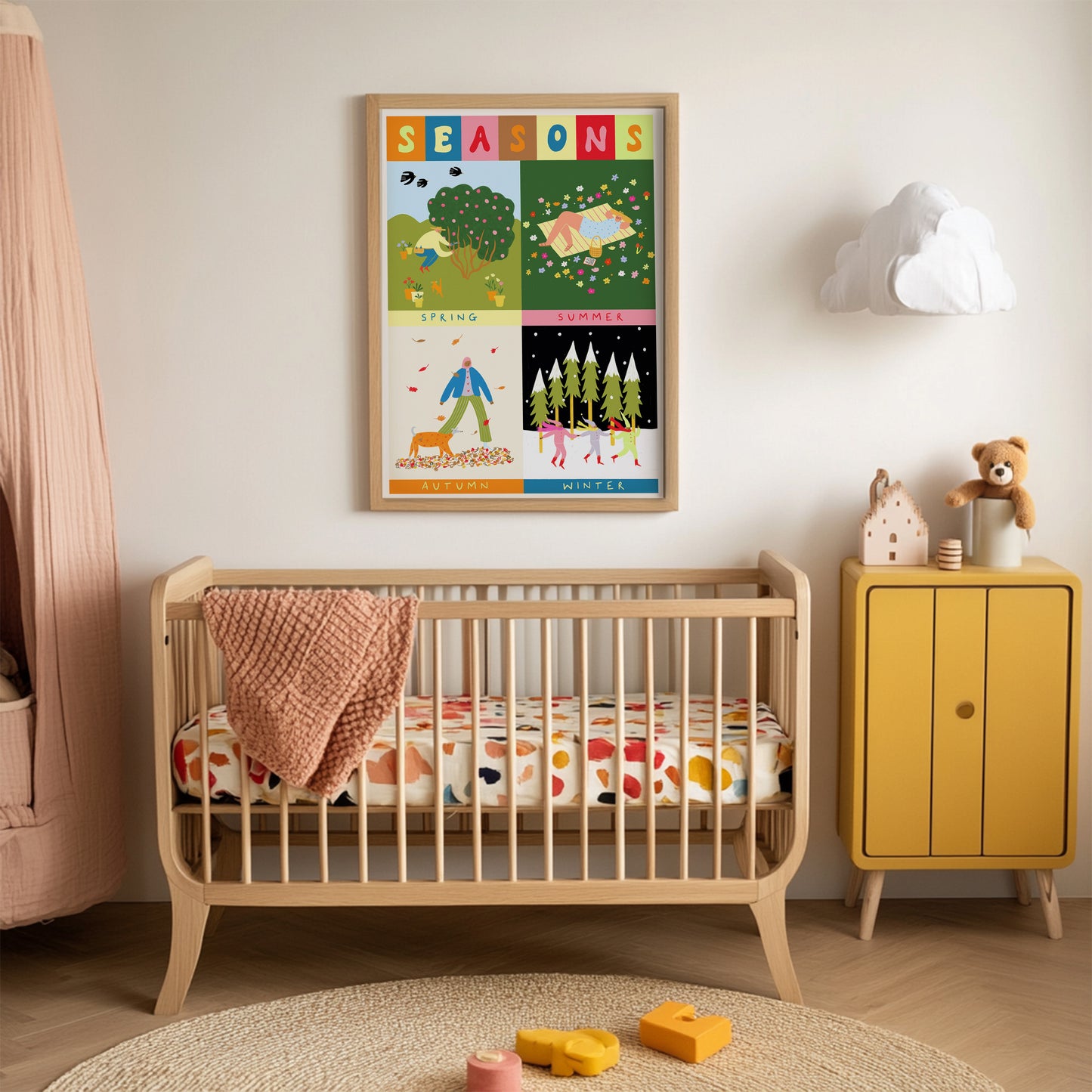 Folky Seasons Educational Art Print