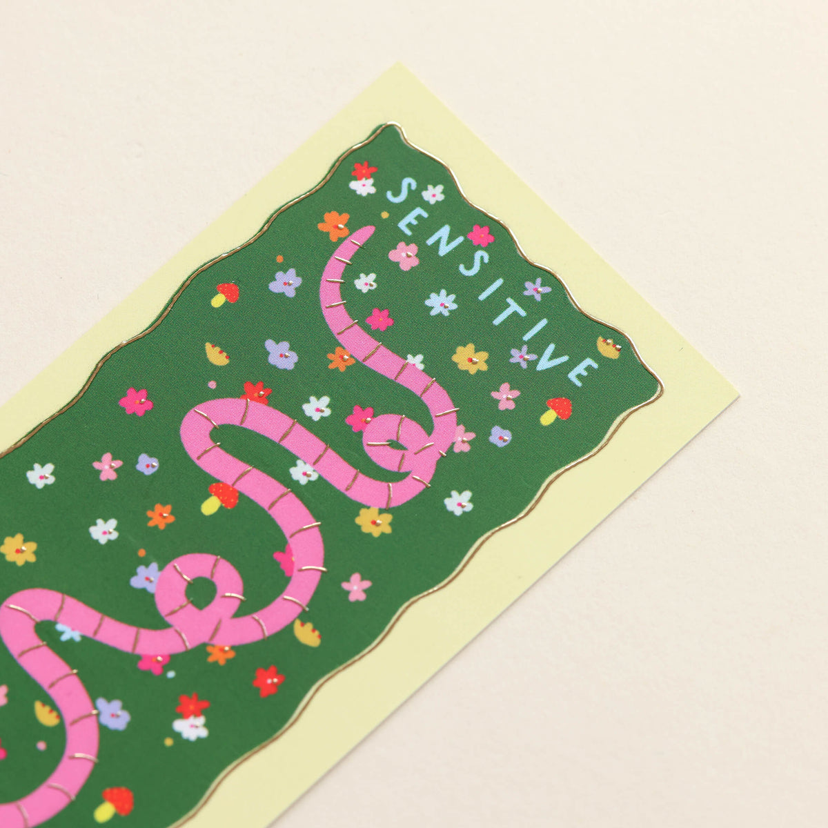 Sensitive Bookworm Gold Foiled Bookmark