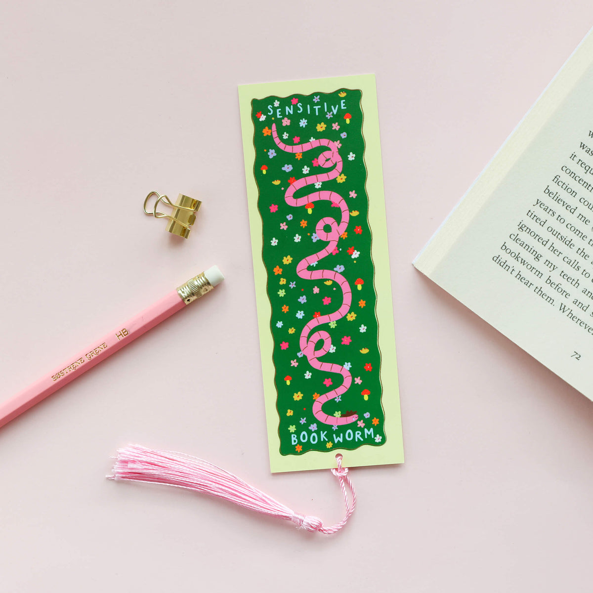 Sensitive Bookworm Gold Foiled Bookmark