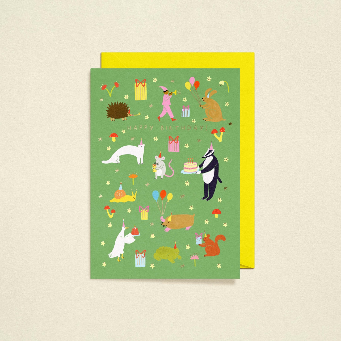 Woodland Party Birthday Card | Gold Foiled Card