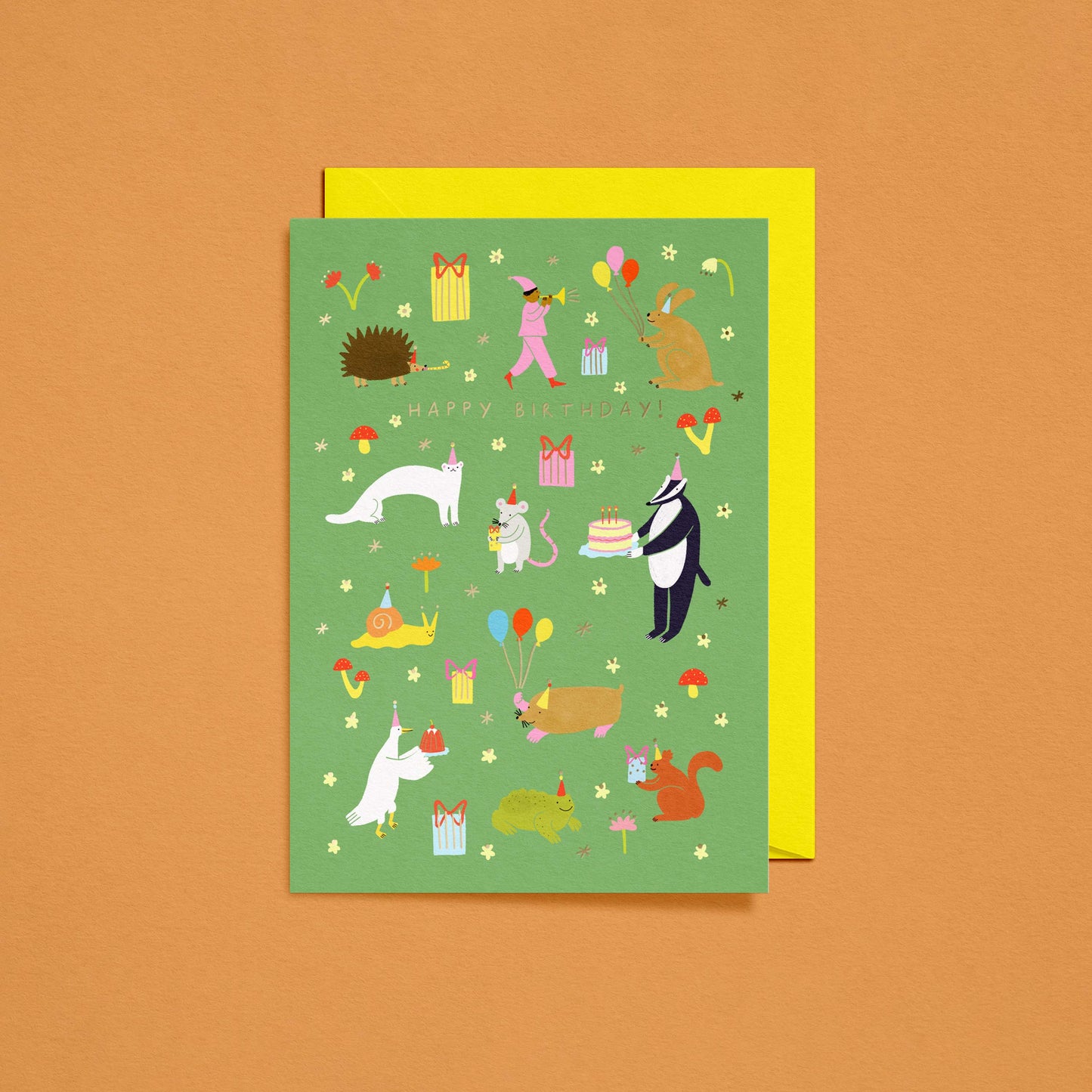 Woodland Party Birthday Card | Gold Foiled Card