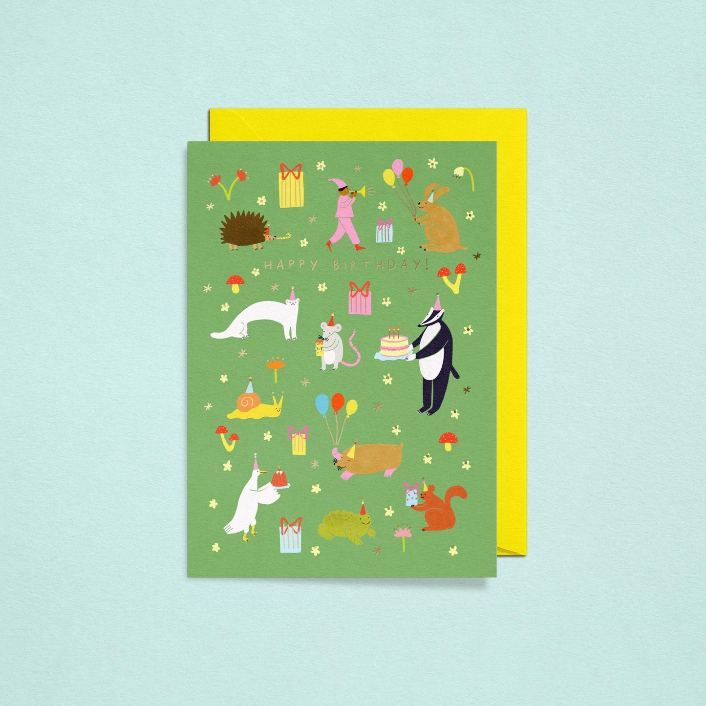 Woodland Party Birthday Card | Gold Foiled Card